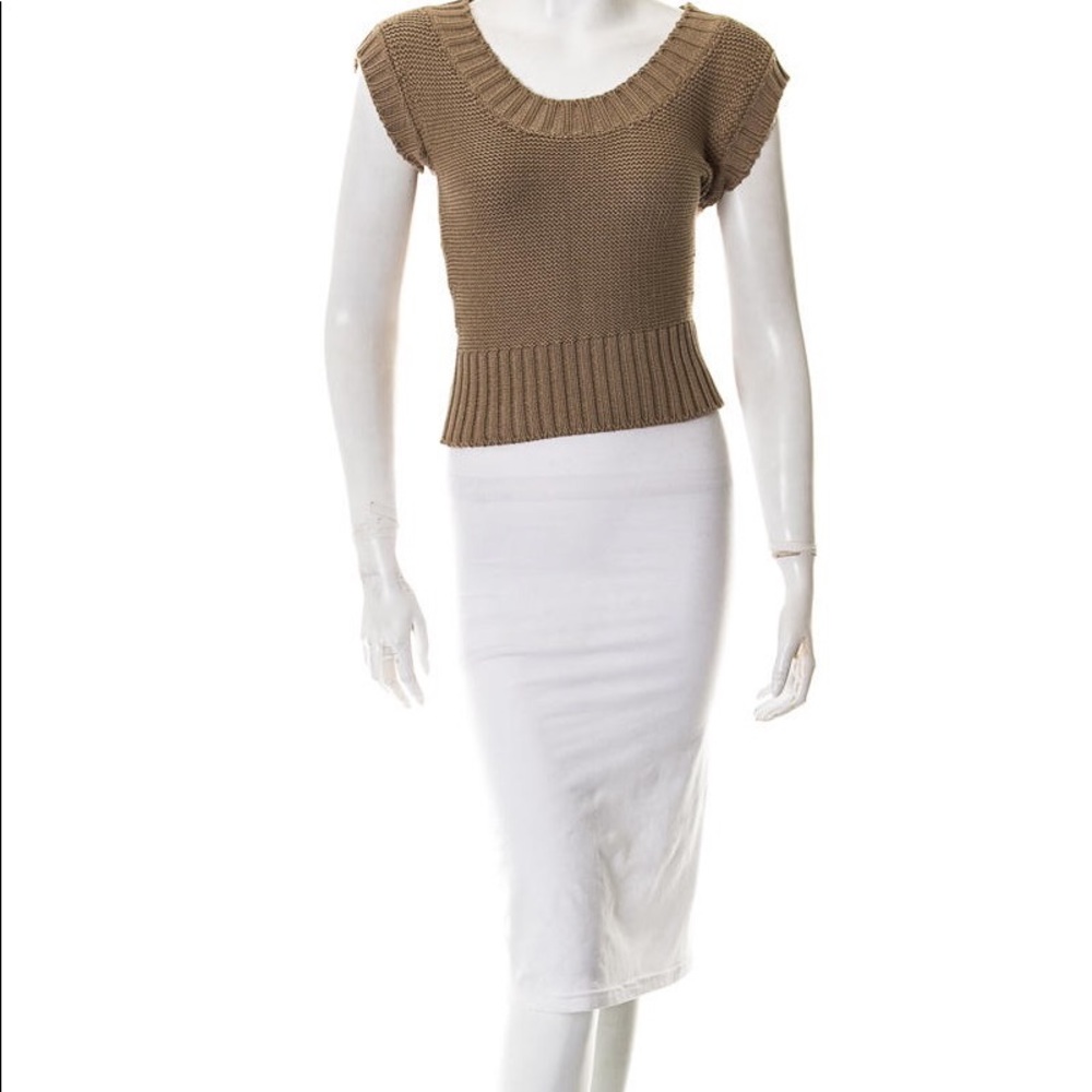 Céline Cropped Cotton/Silk Scoopneck Sweater - Picture 2 of 6
